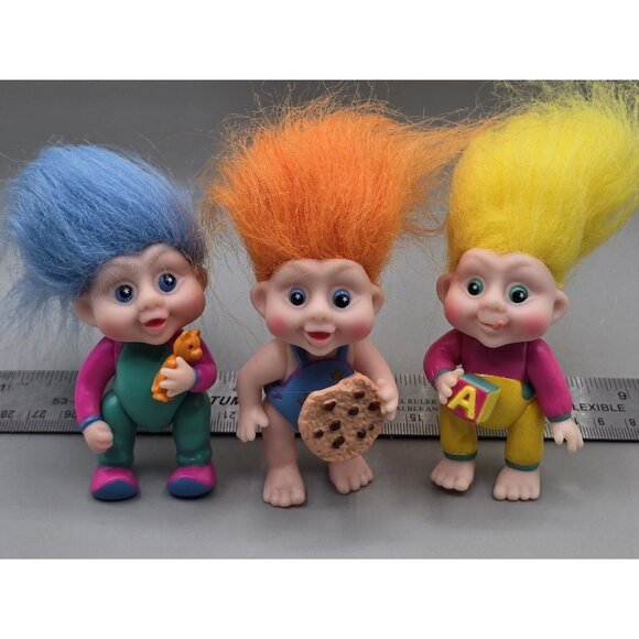 1991 Vintage Applause Magic Baby Troll Dolls-Lot Of 3-Jointed & Poseable - Picture 1 of 12